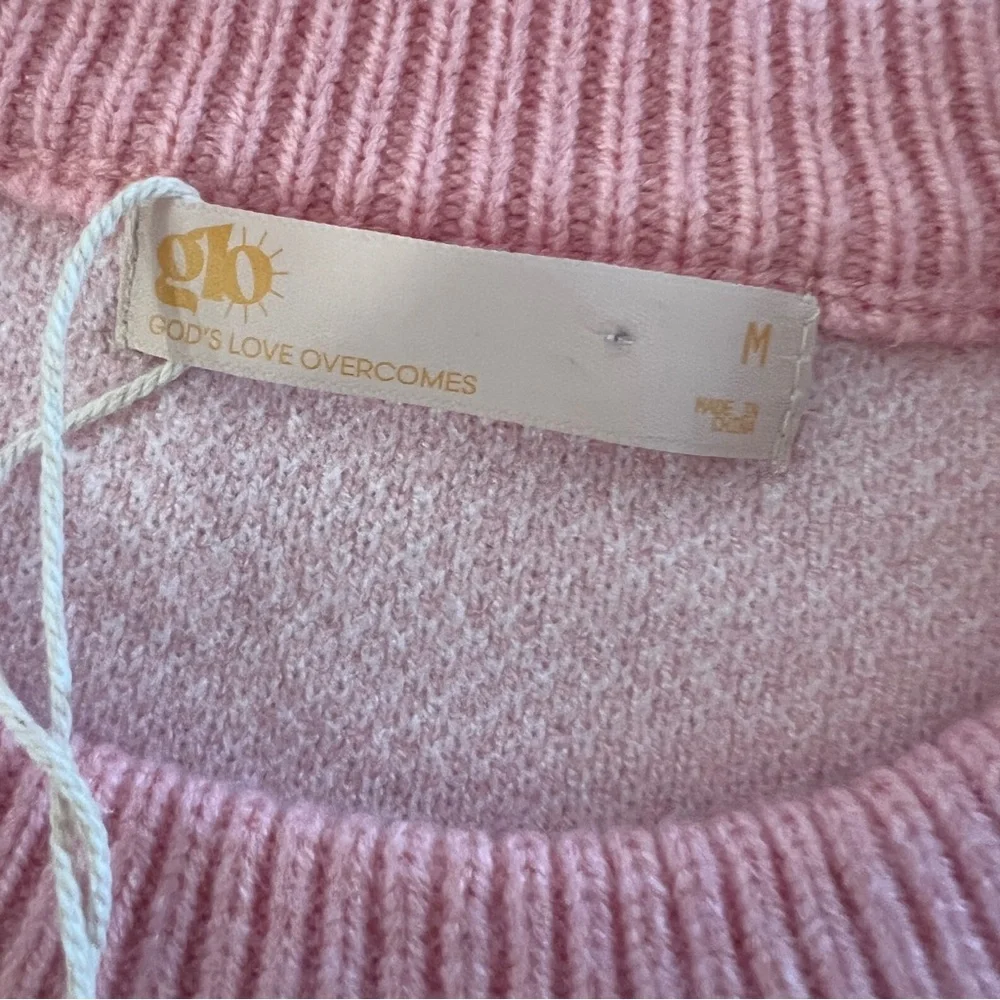 GLO Fruit of the Spirit Pink Jacquard Sweater Cherry Strawberry Size M - Picture 7 of 11
